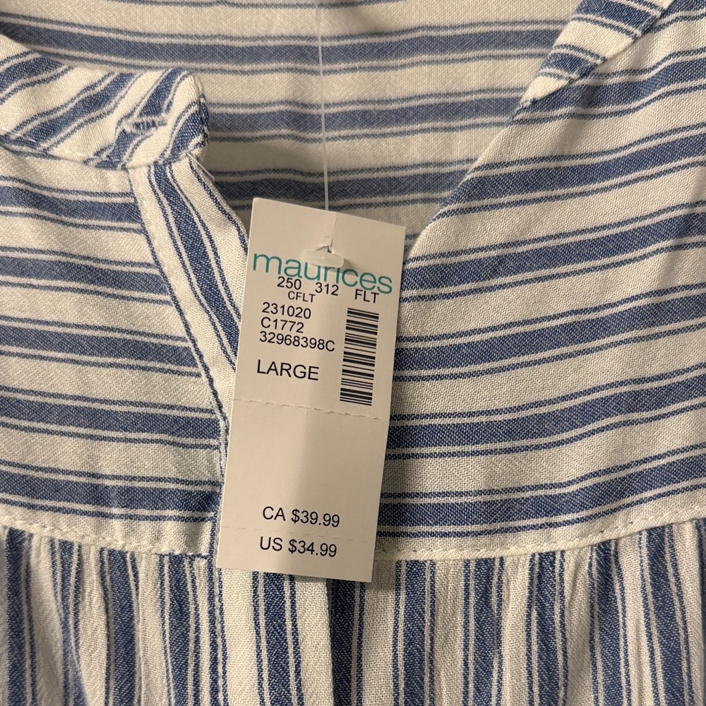 Maurices Blue and White Striped Button-Down Shirt - Picture 10 of 10